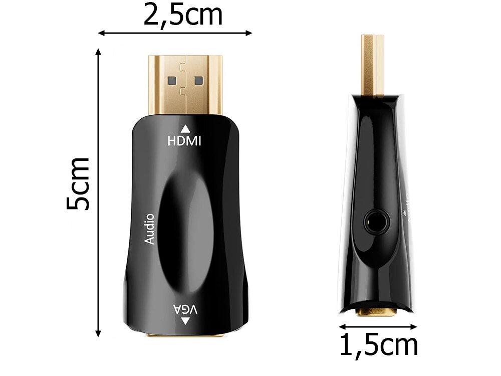 HDMI - VGA adapteris kaina ir informacija | Adapteriai, USB šakotuvai | pigu.lt