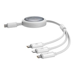 Baseus Free2Draw CB000084 retractable USB-C - Lightning | USB-C | micro USB cable 100W 1.1m - white kaina ir informacija | Laidai telefonams | pigu.lt