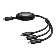 Baseus Free2Draw CB000084 retractable USB-C - Lightning | USB-C | micro USB cable 100W 1.1m - black цена и информация | Кабели для телефонов | pigu.lt