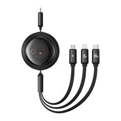 Baseus Free2Draw CB000084 retractable USB-C - Lightning | USB-C | micro USB cable 100W 1.1m - black цена и информация | Кабели для телефонов | pigu.lt