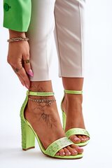 Women's High Heel Sandals With Zircons Green Idealistic 24763-21 kaina ir informacija | Basutės moterims | pigu.lt