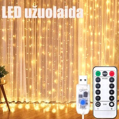 LED USB užuolaida - girlianda- šiltai balta StoreGD kaina ir informacija | Elektros jungikliai, rozetės | pigu.lt