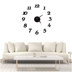 Sieninis laikrodis juodas 12 valandų LuxureWallClock kaina ir informacija | Laikrodžiai | pigu.lt