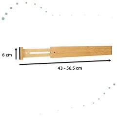 Reguliuojamas bambuko stalčių organizatorius 56x6x1,5 cm 1 vnt. LuxureKitchen kaina ir informacija | Virtuvės įrankiai | pigu.lt