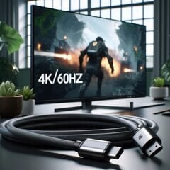 CO2 ADAPTERIS DISPLAYPORT - HDMI 2.0 KABELIS DP - HDMI FHD 240HZ 4K 60HZ HDR kaina ir informacija | Adapteriai, USB šakotuvai | pigu.lt