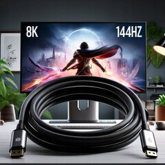 CO2 DISPLAYPORT Į HDMI ADAPTERĮ 2.1 DP KABELIS - HDMI FHD 240HZ 8K 60HZ HDR kaina ir informacija | Adapteriai, USB šakotuvai | pigu.lt