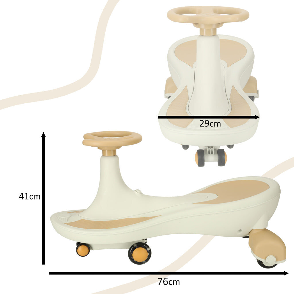 Gravitacijos kalneliai šviečiantys LED ratai su grojančia muzika 76cm aukso ir baltos spalvos maks. 120kg KidsPro цена и информация | Dviračiai | pigu.lt