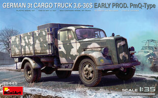 Klijuojamas Modelis MiniArt 35445 German 3t Cargo Truck 3.6-36S Early Prod. PmQ-Type 1/35 цена и информация | Склеиваемые модели | pigu.lt