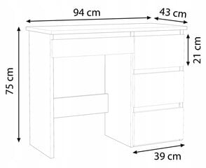 Rašomasis stalas Martigo Plus, 94 x 43 x 75 cm, ruda/pilka kaina ir informacija | Kompiuteriniai, rašomieji stalai | pigu.lt