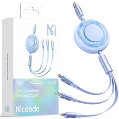 MCDODO 3IN1 IŠTRAUKIAMAS USB KABELIS GREITAS ĮKROVIMAS USB-C LIGHTNING MICRO 66W kaina ir informacija | Krovikliai telefonams | pigu.lt