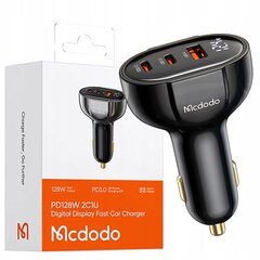 MCDODO GALINGAS GREITAS AUTOMOBILIO ĮKROVIKLIS SU MATUOKLIU 3XUSB USB-C 128W LED kaina ir informacija | Krovikliai telefonams | pigu.lt