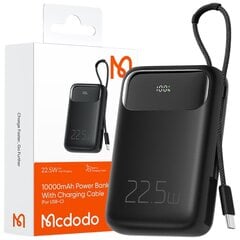 MCDODO POWERBANK 10000MAH SU EKRANU 3X USB USB-C 22.5W + USB-C KABELIS kaina ir informacija | Atsarginiai maitinimo šaltiniai (power bank) | pigu.lt