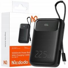 MCDODO POWERBANK 10000MAH SU EKRANU USB USB-C 22,5W + LIGHTNING KABELIS kaina ir informacija | Atsarginiai maitinimo šaltiniai (power bank) | pigu.lt