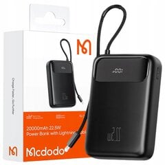 MCDODO POWERBANK 20000MAH SU EKRANU USB USB-C 22.5W + LIGHTNING KABELIS kaina ir informacija | Atsarginiai maitinimo šaltiniai (power bank) | pigu.lt