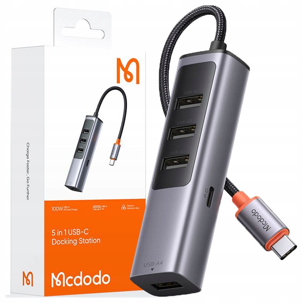 MCDODO ADAPTERIO ŠAKOTUVAS USB-C DALIKLIS DALIKLIS 4X USB-A 3.0 kaina ir informacija | Adapteriai, USB šakotuvai | pigu.lt