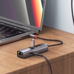 MCDODO ADAPTERIS USB-C ETHERNET GIGABIT RJ45 HUB 3X USB 3.0 100W kaina ir informacija | Adapteriai, USB šakotuvai | pigu.lt