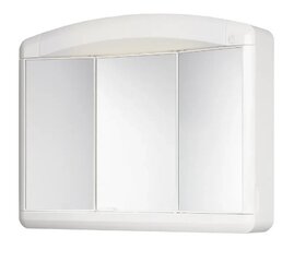 Spinta su veidrodžiu MAX, 68 x 54 x 18 cm, apšvietimu viduje ir kištukiniu lizdu, balta kaina ir informacija | Vonios spintelės | pigu.lt