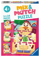 Dėlionė su gyvūnais Ravensburger Mix and Match Farm, 5198, 24 d. kaina ir informacija | Dėlionės (puzzle) | pigu.lt