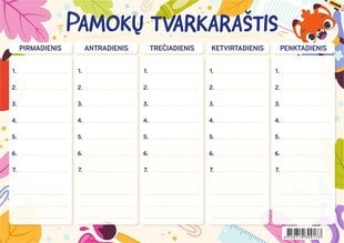 Pamokų tvarkaraštis Technoinform Lapė, A5, 200 gsm kaina ir informacija | Sąsiuviniai ir popieriaus prekės | pigu.lt