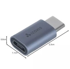 Izoxis USB-C – USB micro B 2.0 adapteris A18934 kaina ir informacija | Adapteriai, USB šakotuvai | pigu.lt