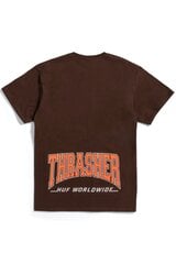 HUF x Thrasher High Point vyriški medvilniniai marškinėliai su spauda, rudos spalvos цена и информация | Мужские футболки | pigu.lt