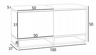 Batų spintelė Martigo Plus Kansas, 100 x 50 x 37 cm, juoda/ruda kaina ir informacija | Batų spintelės, lentynos ir suolai | pigu.lt