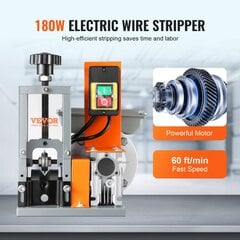 Elektrinė kabelių ir laidų izoliacijos nuėmimo mašina Vevor, 1,5-30 mm, 180W kaina ir informacija | Mechaniniai įrankiai | pigu.lt