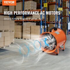 Statybinis ventiliatorius su žarna Vevor, 365W, 2810 aps./min, 1214 L/s kaina ir informacija | Ventiliatoriai | pigu.lt