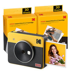 Kodak Mini Shot 3 Retro C300ry60 nešiojamas momentinis fotoaparatas ir nuotraukų spausdintuvo rinkinys 3x3 geltona kaina ir informacija | Momentiniai fotoaparatai | pigu.lt