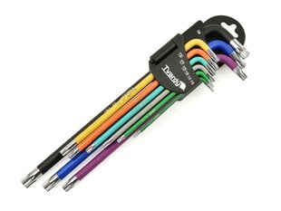 Raktai TORX 9vnt. T10-T50 ilgi, S2 (T00123) kaina ir informacija | Mechaniniai įrankiai | pigu.lt