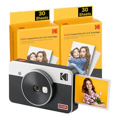 Kodak Mini Shot 2 Retro C210rw nešiojamasis belaidis fotoaparatas ir nuotraukų rinkinys 2,1x3,4 baltas цена и информация | Фотоаппараты мгновенной печати | pigu.lt