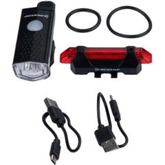 Dūnlop dviračio LED priekiniai ir galiniai žibintai rinkinys su USB įkrovimu kaina ir informacija | Rankinis | pigu.lt