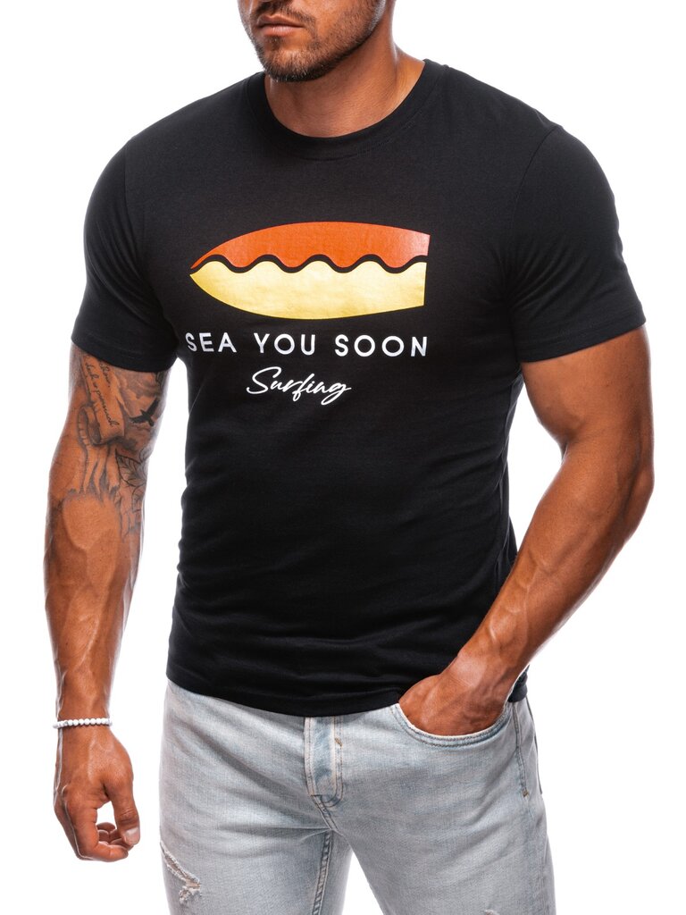 Marškinėliai su užrašu vyrams Edoti S2003 kaina ir informacija | Vyriški marškinėliai | pigu.lt