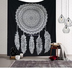 Raajsee Sieninis gobelenas su mandala, juodas, medvilnė, 132x208cm kaina ir informacija | Kilimai | pigu.lt