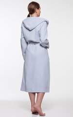 Длинный женский халат из вафельной ткани с капюшоном и поясом, серого цвета. цена и информация | Женские халаты | pigu.lt
