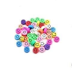 Akriliniai karoliukai Emoji Smiley 10x6 mm 20 vnt., įvairių spalvų kaina ir informacija | Papuošalų gamybai, vėrimui | pigu.lt