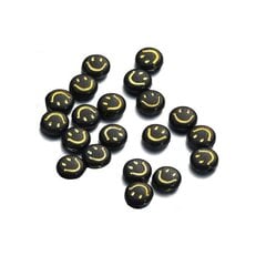 Akriliniai karoliukai Emoji Smiley 10x6 mm 20 vnt., juodi kaina ir informacija | Papuošalų gamybai, vėrimui | pigu.lt