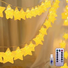 Nlney Led Žvaigždžių Žibintai - 6 M, 8 Režimai, Dekoracijos (Žvaigždės, Šiltai Balta) kaina ir informacija | Girliandos | pigu.lt