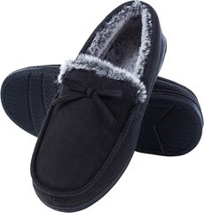 DL Slippers Мужские плюшевые тапочки-мокасины, черный, 42 цена и информация | Мужские шлепанцы, босоножки | pigu.lt