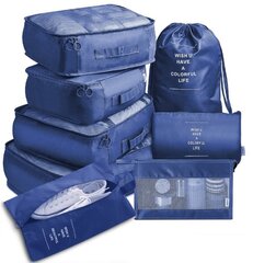 Lagamino organizatoriaus rinkinys Rivex, 7 dalys, mėlyna kaina ir informacija | Lagaminai, kelioniniai krepšiai | pigu.lt