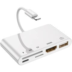 Adapteris,HDMI, atminties kortelių skaitytuvas, 5 in 1 LXJ-THT-020 baltas kaina ir informacija | Adapteriai, USB šakotuvai | pigu.lt