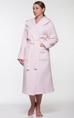 Длинный женский халат из вафельной ткани с капюшоном и поясом, розовый цвет. цена и информация | Женские халаты | pigu.lt