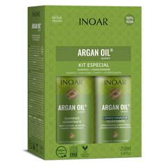 INOAR Argan Oil Duo Kit - intensyviai drėkinantis rinkinys su Argano aliejumi 2x250 ml kaina ir informacija | Šampūnai | pigu.lt