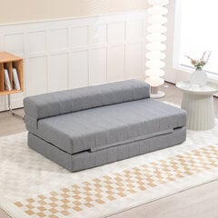 HOMCOM Grindų sofa 2-in-1, sulankstoma lino išvaizdos sofa lova, skirta 2 asmenims, minkšta sofa lova, pakraunama iki 250 kg, skirta svetainei, miegamajam, pilka | Aosom kaina ir informacija | Sofos | pigu.lt