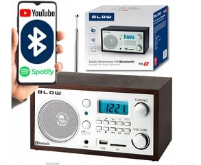 VIRTUVINIS „BLUETOOTH“ RADIJAS, NEŠIOJAMAS RETRO, LCD LAIKRODIS, ŽADINTUVAS, FM ANTENA, USB, SD цена и информация | Радиоприемники и будильники | pigu.lt