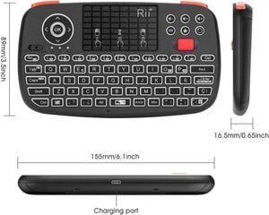 "Rii i4" mini "Bluetooth" klaviatūra su apšvietimu 2 in 1 kaina ir informacija | Klaviatūros | pigu.lt