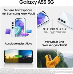 Samsung Galaxy A55 8/128GB 5G DS Lilac (Atnaujinta, Grade A) kaina ir informacija | Mobilieji telefonai | pigu.lt