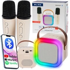 ПОРТАТИВНЫЙ ДИНАМИК BLUETOOTH КАРАОКЕ RGB 2 МИКРОФОНА USB SD МИНИ-ГНЕЗДО цена и информация | Аудиоколонки | pigu.lt