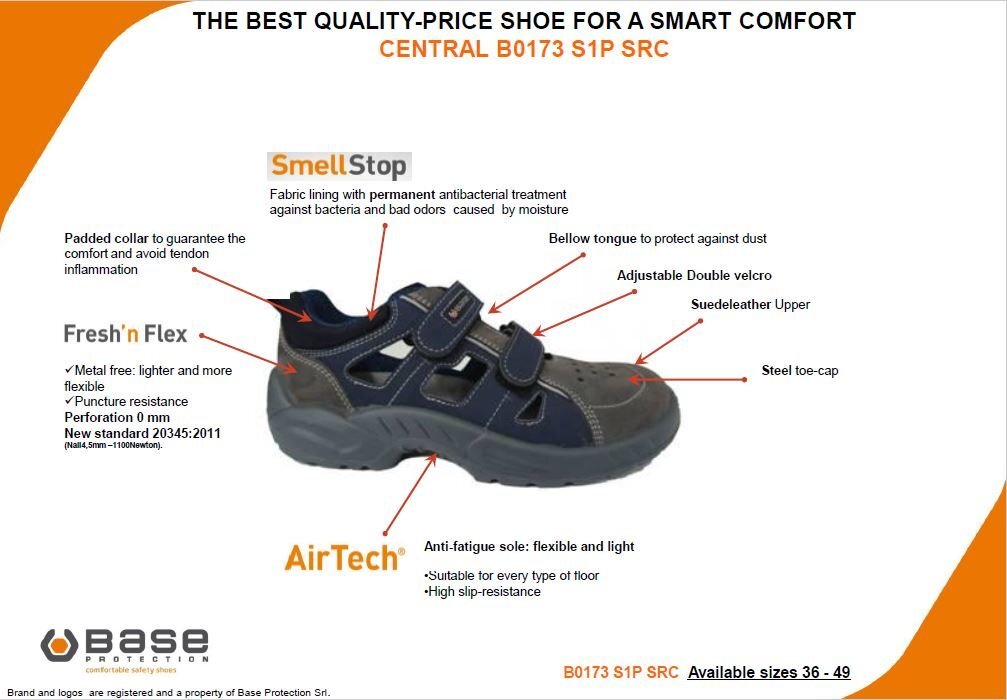 BASE Sandalai darbui CENTRAL S1P цена и информация | Darbo batai ir kt. avalynė | pigu.lt