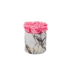 Stabilizuotos rožės Blummin – Small white marble box / Baby Pink kaina ir informacija | Miegančios rožės, stabilizuoti augalai | pigu.lt